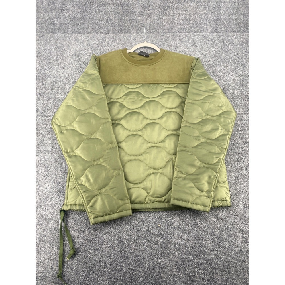 Babylon LA Quilted Pullover Sweatshirt Mens Small Olive Green Military Style
